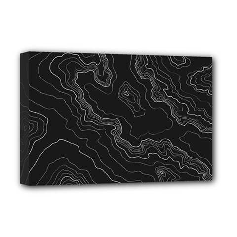 Black Topography Deluxe Canvas 18  X 12  (stretched) by goljakoff