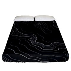 Black Topography Fitted Sheet (queen Size) by goljakoff