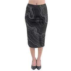 Black Topography Midi Pencil Skirt by goljakoff