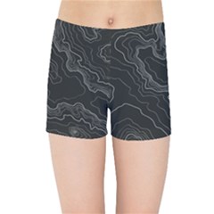 Black Topography Kids  Sports Shorts by goljakoff