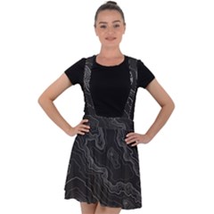 Black Topography Velvet Suspender Skater Skirt by goljakoff