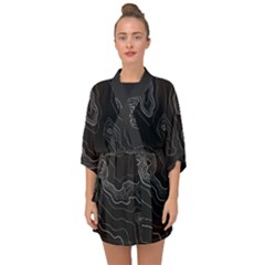 Black Topography Half Sleeve Chiffon Kimono by goljakoff