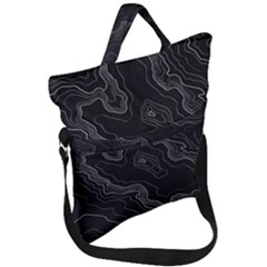 Black Topography Fold Over Handle Tote Bag by goljakoff