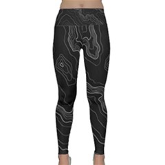 Black Topography Lightweight Velour Classic Yoga Leggings by goljakoff