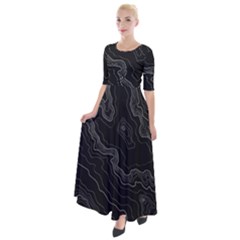 Black Topography Half Sleeves Maxi Dress by goljakoff