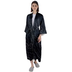 Black Topography Maxi Satin Kimono by goljakoff