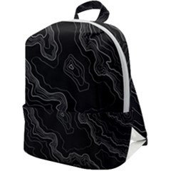 Black Topography Zip Up Backpack by goljakoff