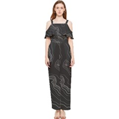 Black Topography Draped Sleeveless Chiffon Jumpsuit by goljakoff