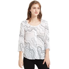 Topography Map Chiffon Quarter Sleeve Blouse by goljakoff