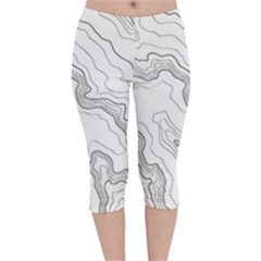 Topography Map Velvet Capri Leggings  by goljakoff