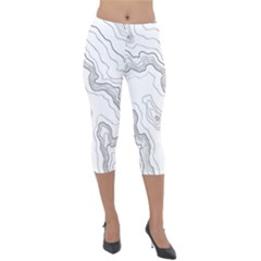 Topography Map Lightweight Velour Capri Leggings  by goljakoff