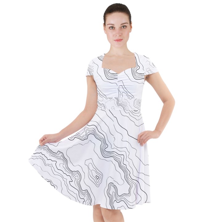 Topography map Cap Sleeve Midi Dress