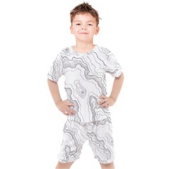 Topography Map Kids  Tee And Shorts Set by goljakoff