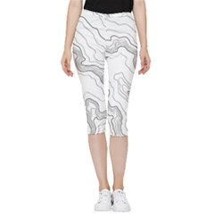 Topography Map Inside Out Lightweight Velour Capri Leggings  by goljakoff