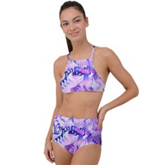 Hydrangea Blossoms Fantasy Gardens Pastel Pink And Blue High Waist Tankini Set by CrypticFragmentsDesign