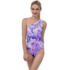 Hydrangea Blossoms Fantasy Gardens Pastel Pink And Blue To One Side Swimsuit by CrypticFragmentsDesign