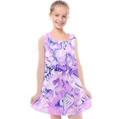 Hydrangea Blossoms Fantasy Gardens Pastel Pink And Blue Kids  Cross Back Dress by CrypticFragmentsDesign