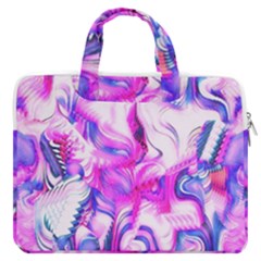 Hot Pink Fuchsia Flower Fantasy  Macbook Pro Double Pocket Laptop Bag (large) by CrypticFragmentsDesign