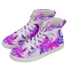 Hot Pink Fuchsia Flower Fantasy  Women s Hi-top Skate Sneakers by CrypticFragmentsDesign