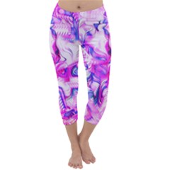 Hot Pink Fuchsia Flower Fantasy  Capri Winter Leggings  by CrypticFragmentsDesign