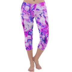 Hot Pink Fuchsia Flower Fantasy  Capri Yoga Leggings by CrypticFragmentsDesign