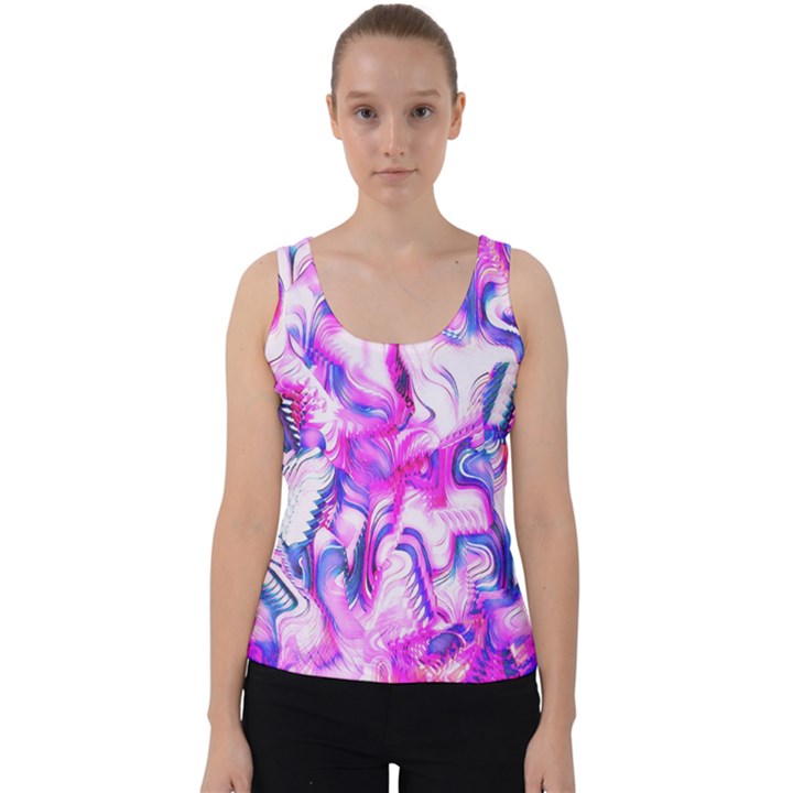 Hot Pink Fuchsia Flower Fantasy  Velvet Tank Top