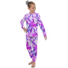 Hot Pink Fuchsia Flower Fantasy  Kids  Long Sleeve Set  by CrypticFragmentsDesign