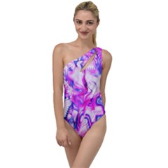 Hot Pink Fuchsia Flower Fantasy  To One Side Swimsuit by CrypticFragmentsDesign