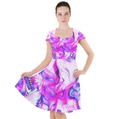 Hot Pink Fuchsia Flower Fantasy  Cap Sleeve Midi Dress by CrypticFragmentsDesign