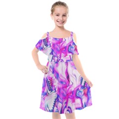 Hot Pink Fuchsia Flower Fantasy  Kids  Cut Out Shoulders Chiffon Dress by CrypticFragmentsDesign