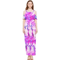 Hot Pink Fuchsia Flower Fantasy  Draped Sleeveless Chiffon Jumpsuit