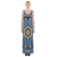 Denimpearls Thigh Split Maxi Dress by LW323