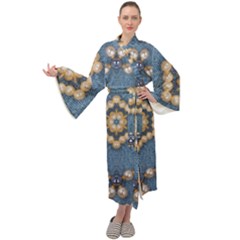 Denimpearls Maxi Velour Kimono by LW323