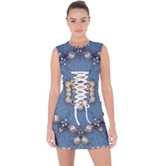 Denimpearls Lace Up Front Bodycon Dress by LW323