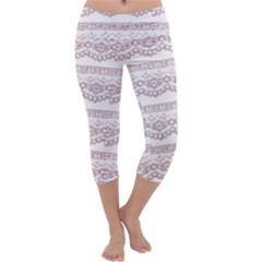 Purple-lace Capri Yoga Leggings by PollyParadise