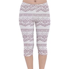 Purple-lace Velvet Capri Leggings  by PollyParadise