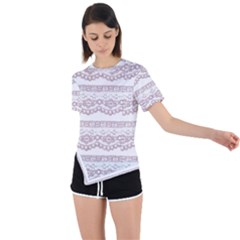 Purple-lace Asymmetrical Short Sleeve Sports Tee by PollyParadise