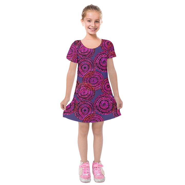 Unusual Circles  Abstraction Kids  Short Sleeve Velvet Dress