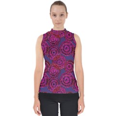 Unusual Circles  Abstraction Mock Neck Shell Top by SychEva