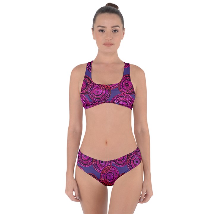 Unusual Circles  Abstraction Criss Cross Bikini Set