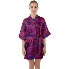 Unusual Circles  Abstraction Half Sleeve Satin Kimono  by SychEva