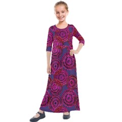 Unusual Circles  Abstraction Kids  Quarter Sleeve Maxi Dress by SychEva