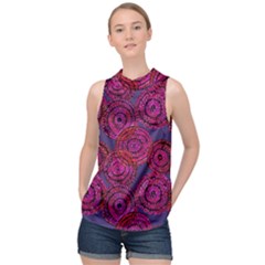 Unusual Circles  Abstraction High Neck Satin Top by SychEva