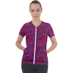 Unusual Circles  Abstraction Short Sleeve Zip Up Jacket by SychEva