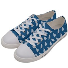 Cute Minimalistic Pattern With Light Blue Birds On Blue Background In  Hand-drawn Style    Women s Low Top Canvas Sneakers by EvgeniiaBychkova