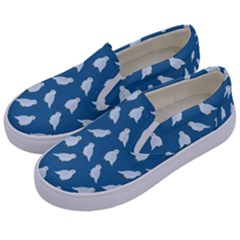 Cute Minimalistic Pattern With Light Blue Birds On Blue Background In  Hand-drawn Style    Kids  Canvas Slip Ons by EvgeniiaBychkova