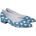 Cute minimalistic pattern with light blue birds on blue background in  hand-drawn style .  Women s Low Heels View3