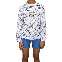 Black And White Grunge Abstract Print Kids  Long Sleeve Swimwear by dflcprintsclothing