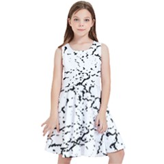 Black And White Grunge Abstract Print Kids  Skater Dress