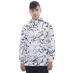 Black And White Grunge Abstract Print Men s Front Pocket Pullover Windbreaker